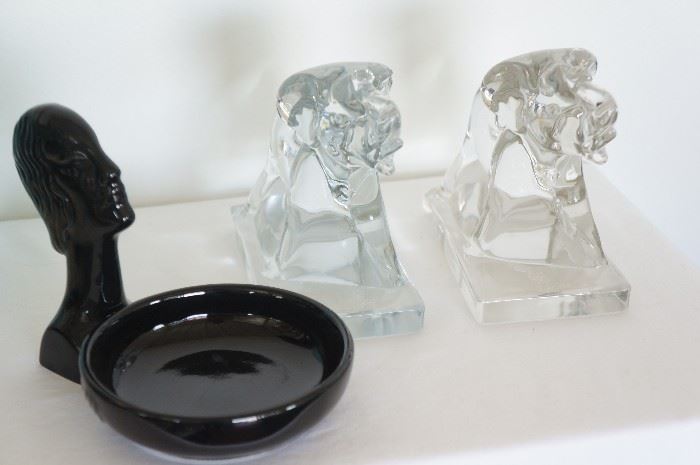 Solid glass elephant bookends