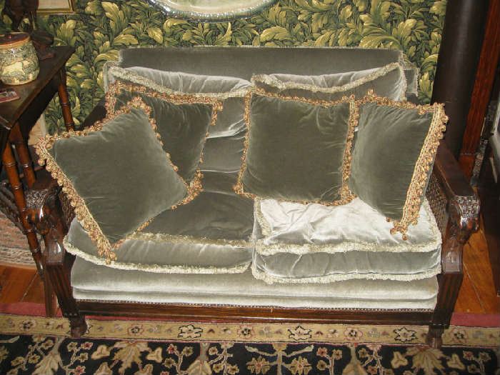 Antique Rams Head Love Seat with Two Side Chairs