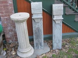 One of two cement pedestals
