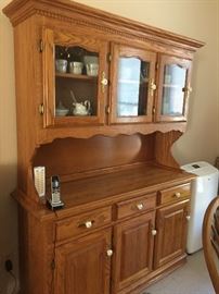 Solid Oak Dinette Set 2 - Hutch Included