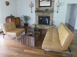 A wonderful collection of Art Deco style, modernist and reclaimed Brazilian peroba rosa furniture.