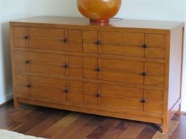 Crate & Barrel bamboo wood chest of drawers.
