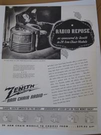 1937 Zenith Arm Chair Radio advertisement.