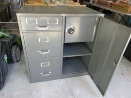 Vintage Cole Steel locking storage cabinet with safe.