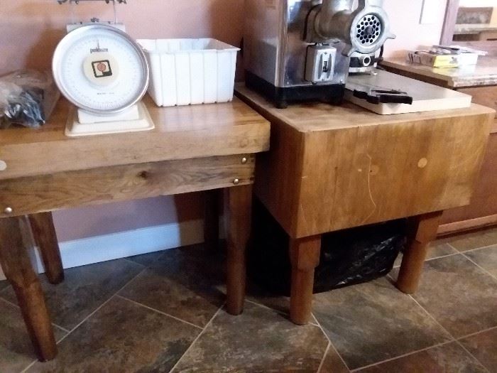 Two handsome butcher block tables