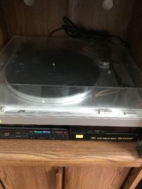 Jvc turntable on top of a VHS player!