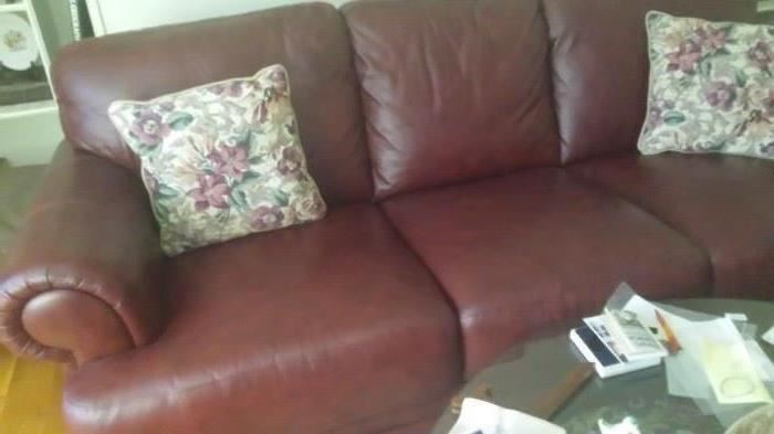 Leather three cushion couch in almost new condition