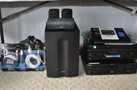 Infinity 450 surround sound speaker system, Videonics sound effects mixer, Sony amplifier, Sony receiver