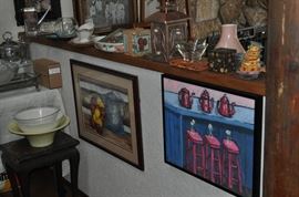 Glassware, art, little table