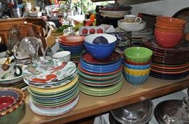 Plates and mugs and bowls and trays, glassware, canisters, serving pieces, kitchen utensils, sets and mix-and-match
