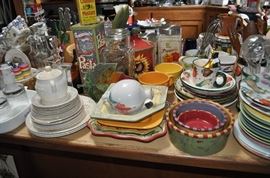 Plates and mugs and bowls and trays, glassware, canisters, serving pieces, kitchen utensils, sets and mix-and-match