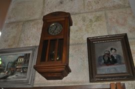 Art, oak antique regulator clock