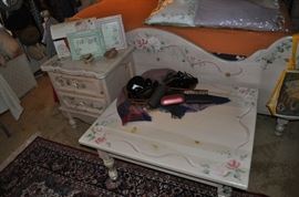 This bedroom set is AMAZING!  Bedroom suite made in America, Plantation Pine, including king bed with canopy, dresser, armoire, nightstand, table  -- absolutely exquisite!  Did I mention hand-painted as well???