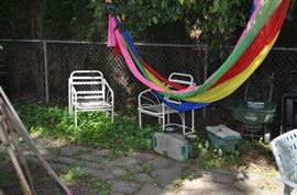 Garden art... tons of gardening tools, pots, patio set, hammock on stand, sooo many birdhouses, statuary, plant stands, old ladders, rusty treasures, bird bath, garden tool stand, hoses, Columbia winery wood bench, garden fertilizers and more, gardening books, gardening supplies and tools hundreds,  wooden table, wooden bench, garden hand tools, wind chimes, wire baskets, hose reel, planters, compost bins, wicker, wrought iron pot hangers, patio chairs, little red wagon, picket fencing, corrugated metal, garden carts, shepherds’ hooks, bags of gravel, rakes/shovels/hoes/spades/clippers/cultivators, tool caddy, slab of granite, ladders, garden wall art, strawberry pot, weather vane, terra cotta, vintage duck decoy wind chime, cast concrete leaves, wrought iron small tables, gardening hand tools, bird feeders, garden signs, boots, garden whimsey…