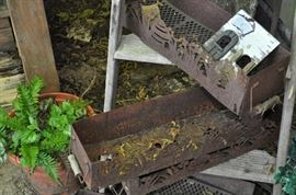 Garden art... tons of gardening tools, pots, patio set, hammock on stand, sooo many birdhouses, statuary, plant stands, old ladders, rusty treasures, bird bath, garden tool stand, hoses, Columbia winery wood bench, garden fertilizers and more, gardening books, gardening supplies and tools hundreds,  wooden table, wooden bench, garden hand tools, wind chimes, wire baskets, hose reel, planters, compost bins, wicker, wrought iron pot hangers, patio chairs, little red wagon, picket fencing, corrugated metal, garden carts, shepherds’ hooks, bags of gravel, rakes/shovels/hoes/spades/clippers/cultivators, tool caddy, slab of granite, ladders, garden wall art, strawberry pot, weather vane, terra cotta, vintage duck decoy wind chime, cast concrete leaves, wrought iron small tables, gardening hand tools, bird feeders, garden signs, boots, garden whimsey…