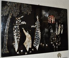 Japanese lacquered mother of pearl inlay