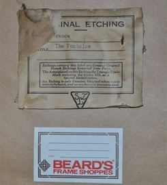 "The Fontaine" etching by Florence (sic)