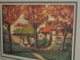 "The Fontaine" etching by Florence (sic)