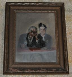 Old!  Man and woman, seated... original from the Saturday Evening Post magazine (story from family)