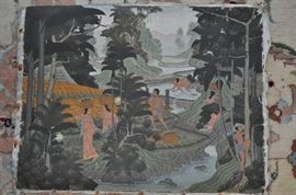 Beautiful and colorful oil on canvas or linen, Bali / Balinese?  No artist signature found.  