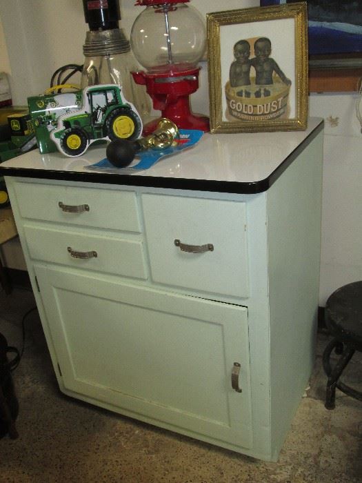 Vintage Kitchen Cabinet with Porcelain Top.