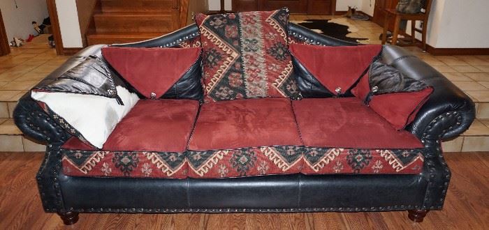 Leather sofa with matching loveseat