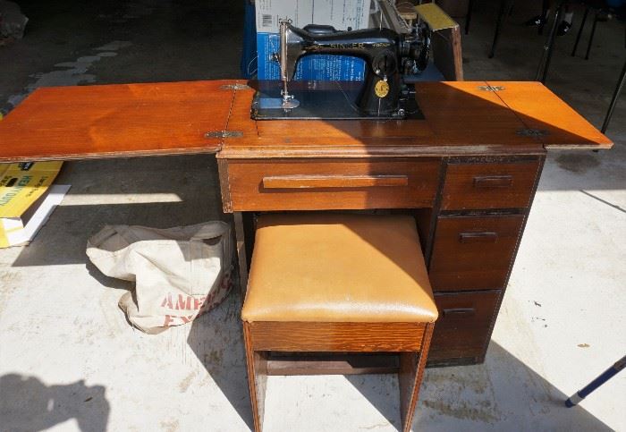 Singer sewing machine table and stool