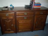 Beautiful buffet! Solid Mahogany is reproduction of Jacobian era. It is from the 19th century. Notice the unique doors!