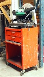 Hitachi Metal Chop Saw, Model CC14, 14" Cut Off, On Rolling Tool Box