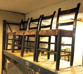 Wood And Upholstered Dining Chairs, Qty 4