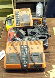 Ridgid, Ryobi, Bostitch And Senco Battery Chargers, Qty 7