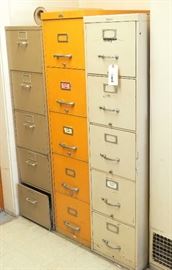 Vintage Filing Cabinets, Includes Steel Case, All Steel And More, 5-Drawer, 4-Drawer And 2-Drawer Fireproof, Total Qty 7
