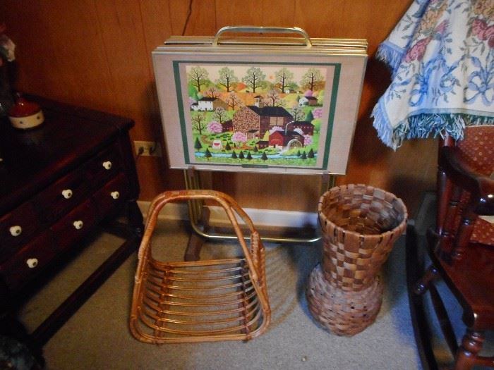 Vintage TV Tables, (4), Log Basket, Basket