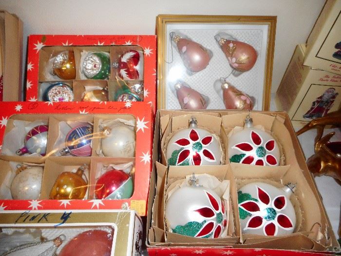 Vintage Glass Ornaments, boxes