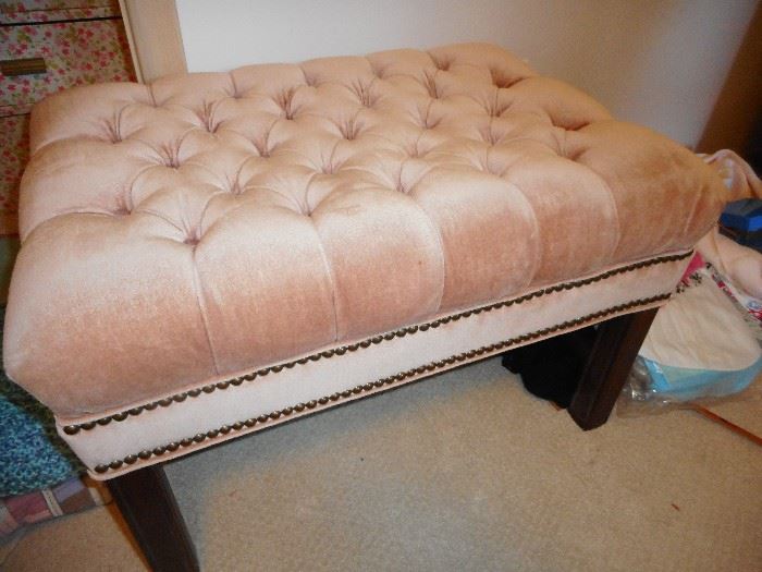 Vintage Tufted Bench with Spring Seat