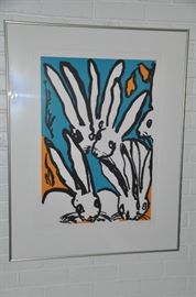 Hunt Slonem screen print "Lucky Charm 3" signed and numbered, 28" x 36"