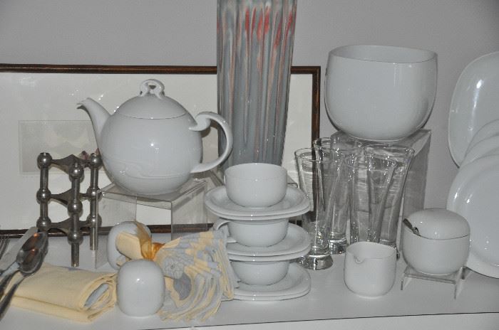 Additional Rosenthal pieces including set of 6 cups and saucers, coffee pot, cream and sugar, serving bowl and salt and pepper shakers
