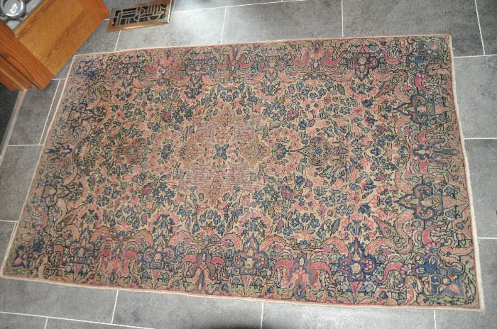 Antique 59" x 37” hand made wool are rug