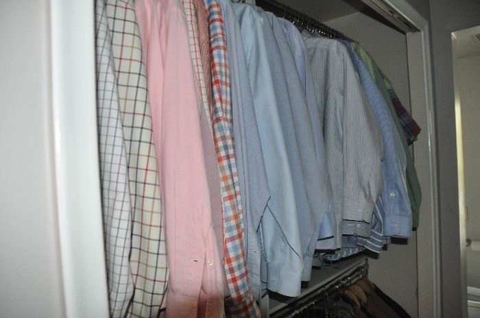 Great selection of men’s button down shirts including Ralph Lauren, LL Bean and J. Peterman  Size large 