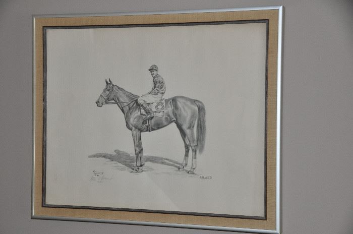 Fabulous picture of famed racing horse "Armed" double signed by Allen Brewer Jr. c. 1947 numbered 245/500