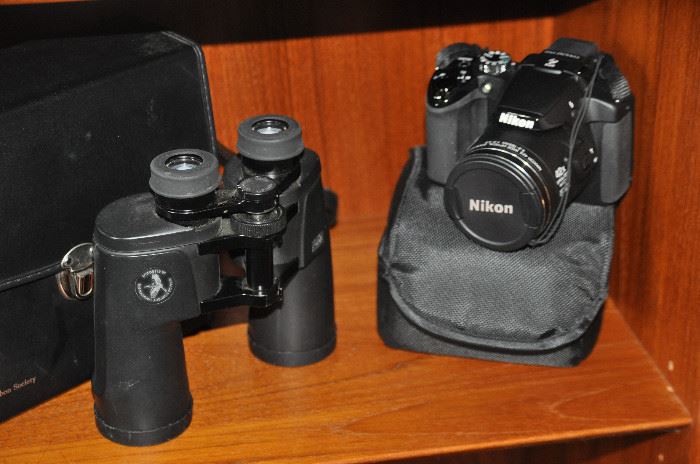 Nikon digital Coolpix  p510 42x wide zoom and a Bausch & Lomb National Audubon Society 10 x 42 binoculars 