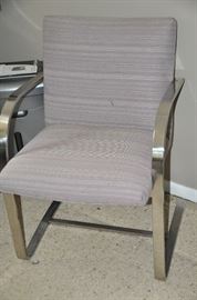 Authentic Knoll Chrome Flat Bar Chair (2 available) upholstered in a light lavender fabric 