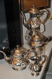 Four piece vintage silver plate tea and coffee set