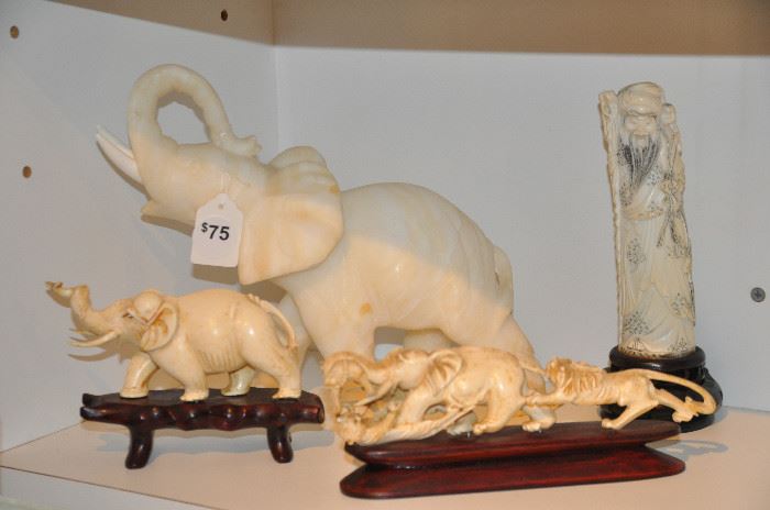 Amazing bone and marble elephants