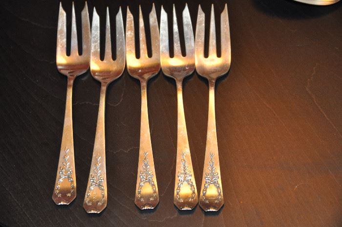 Set of 5 Sterling appetizer forks