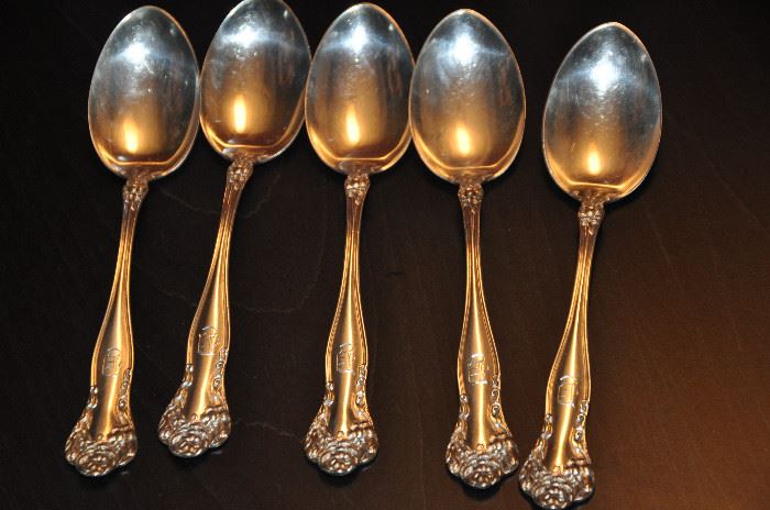 Set of 5 Sterling tea spoons