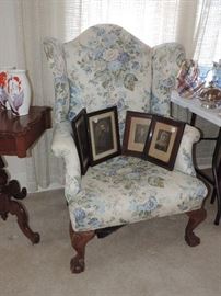 Period Chippendale Chair - 1800 - Note from Jamie: This is NOT a centennial example - I have taken the back of the upholstery off and will take photographs soon so show construction. Legs have been refinished when this floral fabric was added...