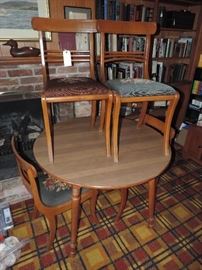 Round table and 4 Chairs with Needlepoint Seats...SOLD AS A SET 