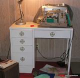 Sewing table with sewing machine, cotton etc