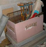 toy chest, croquet and metal skates